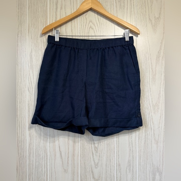 J. Jill Pants - J Jill Pure Jill Womens Linen Shorts Navy Blue Size XS Roll Tab LNC